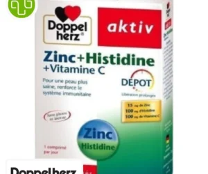 DOPPEL HERZ – Aktiv Zinc, Histidine, Vitamine C Depot Peau Saine et Systeme Immunitaire – 30 Comprimes
